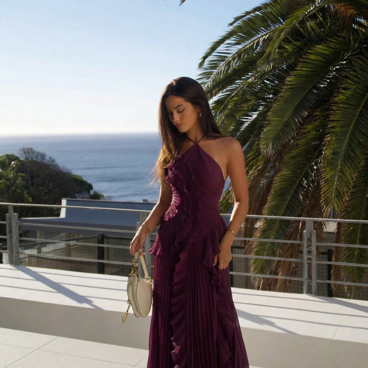 Tiered ruffle flowing maxi dress for women | Emma -20