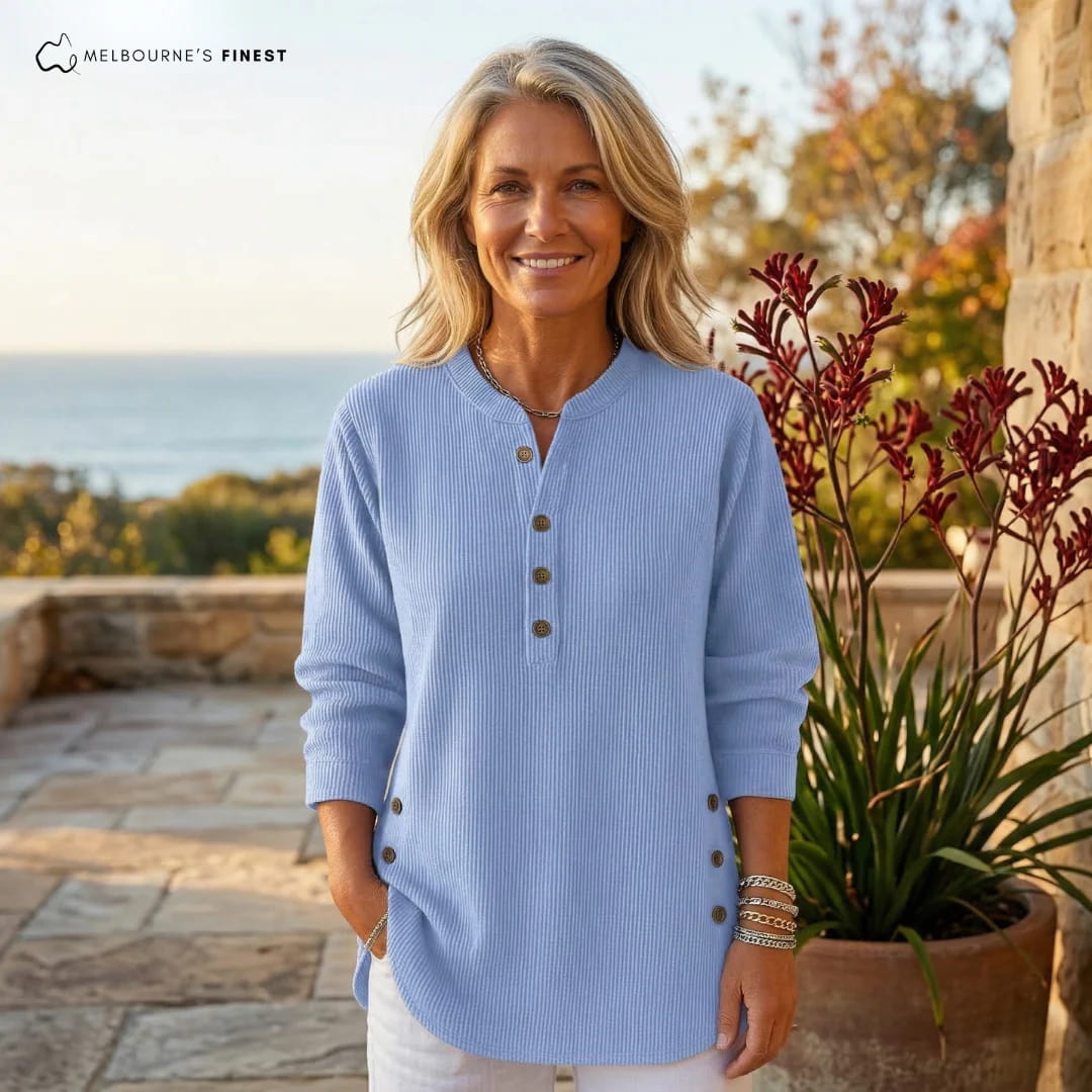 Selvara | Women's Ribbed Button Front Jumper