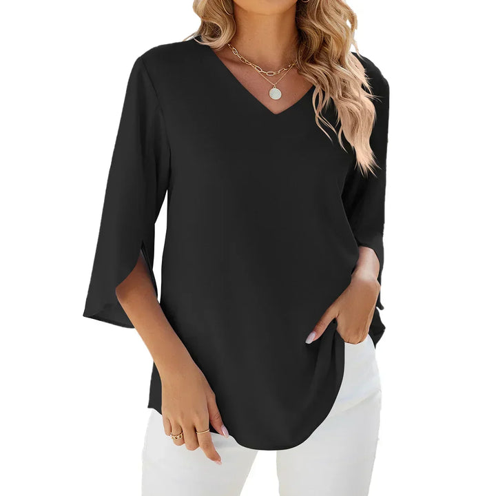 Classic V-neck everyday blouse for women | Vicky -4