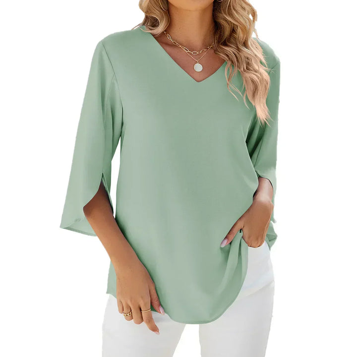 Classic V-neck everyday blouse for women | Vicky -2