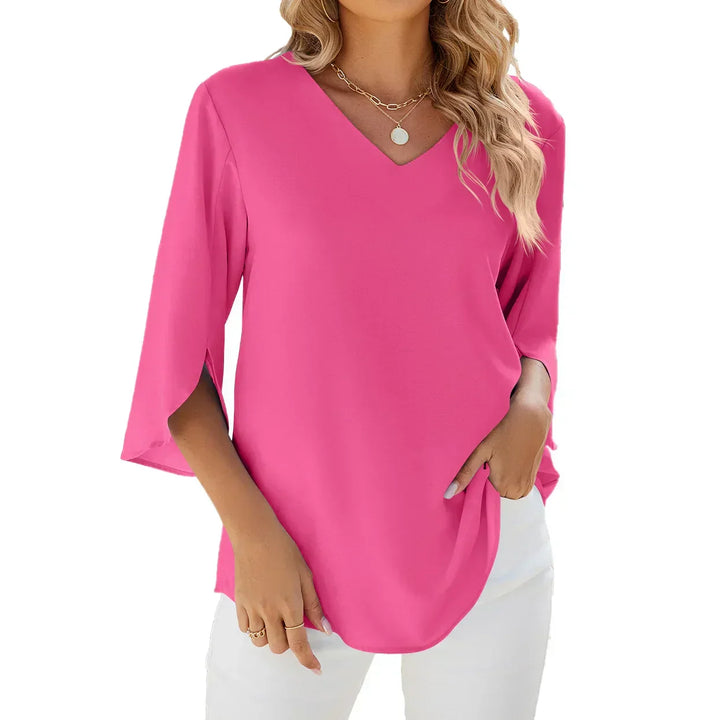 Classic V-neck everyday blouse for women | Vicky -3