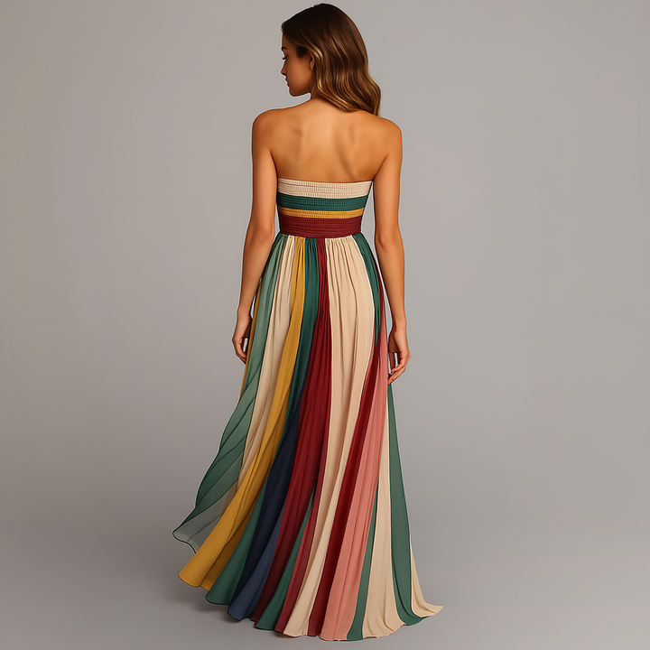 Verissande | Women's Pleated Strapless Ankle Maxi Dress