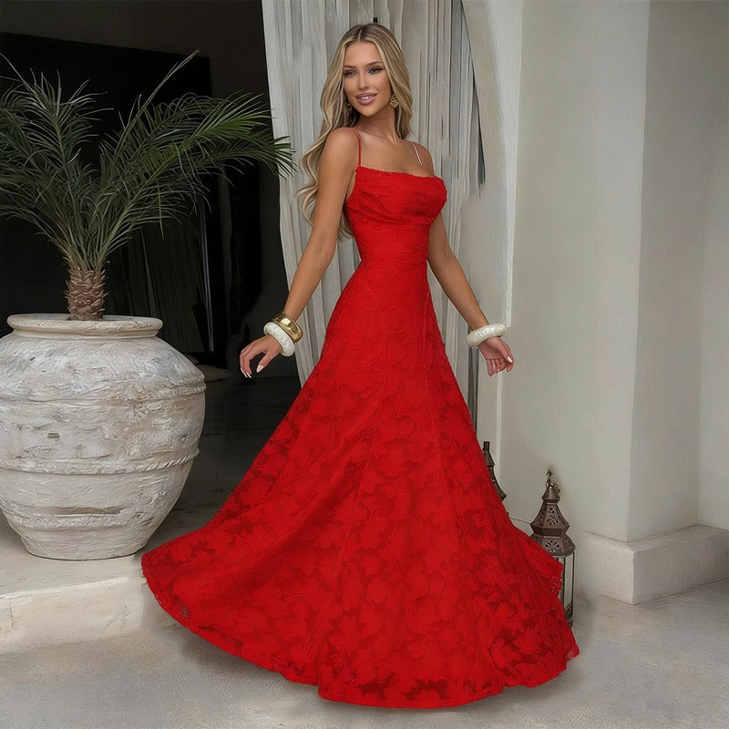 Backless flowing maxi evening dress for women | Isadora -4