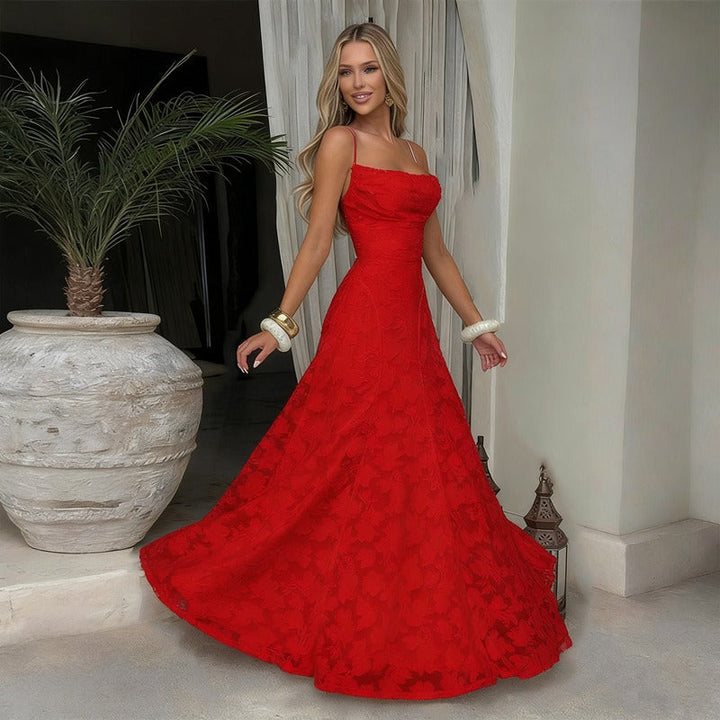 Backless flowing maxi evening dress for women | Isadora -4