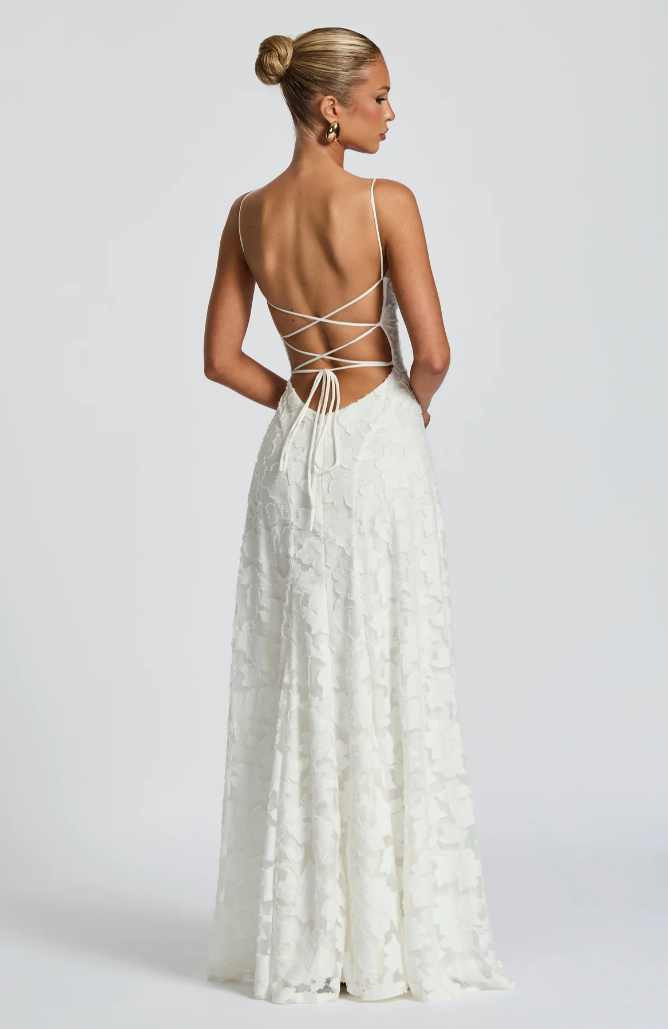 Backless flowing maxi evening dress for women | Isadora -9