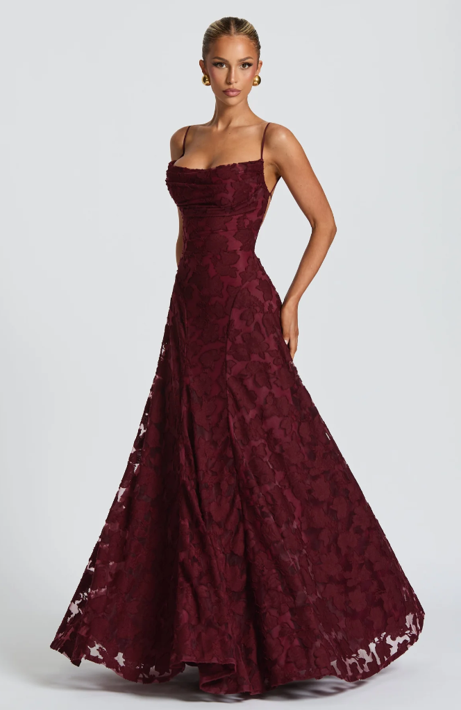 Backless flowing maxi evening dress for women | Isadora -1