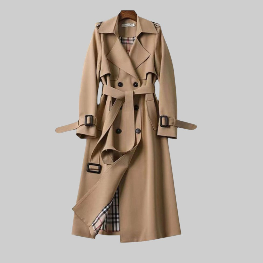 Elvaina | Women's Tailored Belted Trench Coat with Cuffs