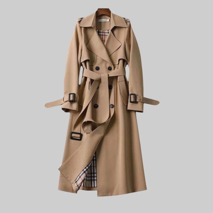 Elvaina | Women's Tailored Belted Trench Coat with Cuffs