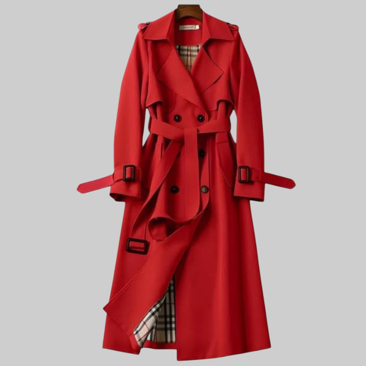 Elvaina | Women's Tailored Belted Trench Coat with Cuffs