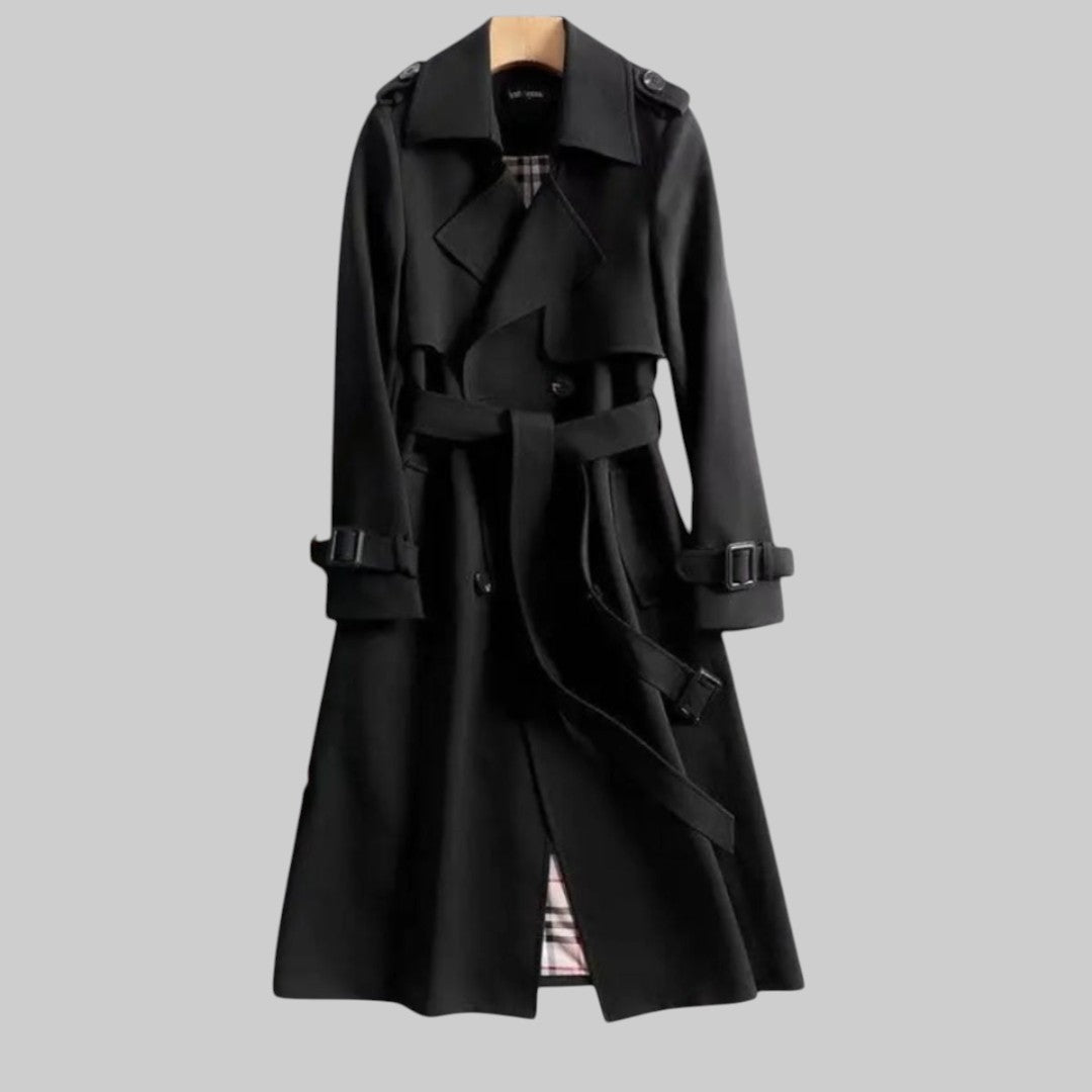 Elvaina | Women's Tailored Belted Trench Coat with Cuffs
