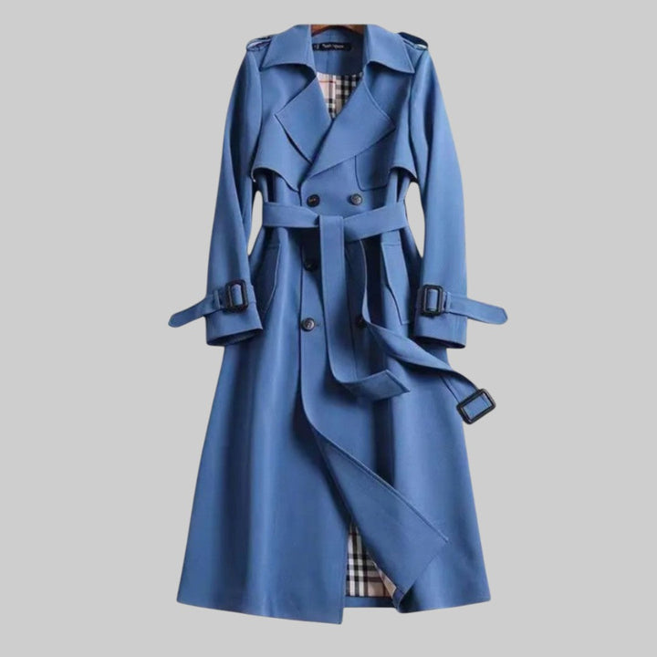 Elvaina | Women's Tailored Belted Trench Coat with Cuffs