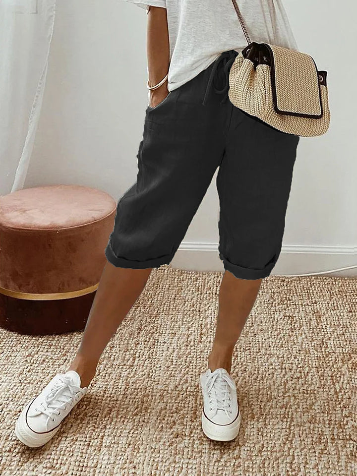 Brielle | Women's Elastic Waist Drawstring Pocket Shorts