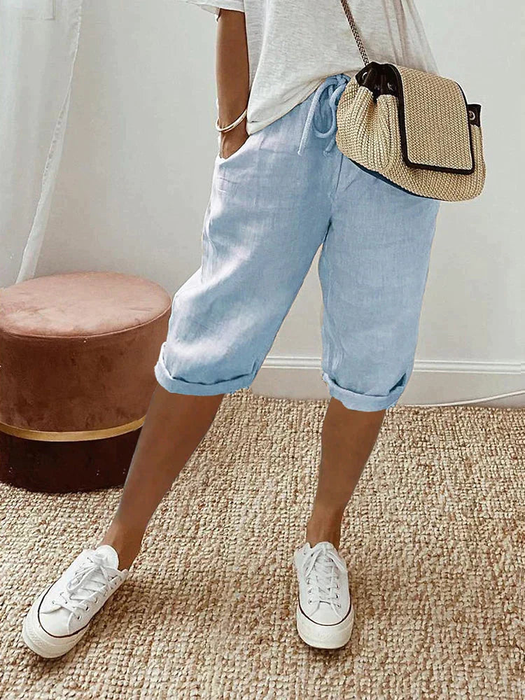 Brielle | Women's Elastic Waist Drawstring Pocket Shorts