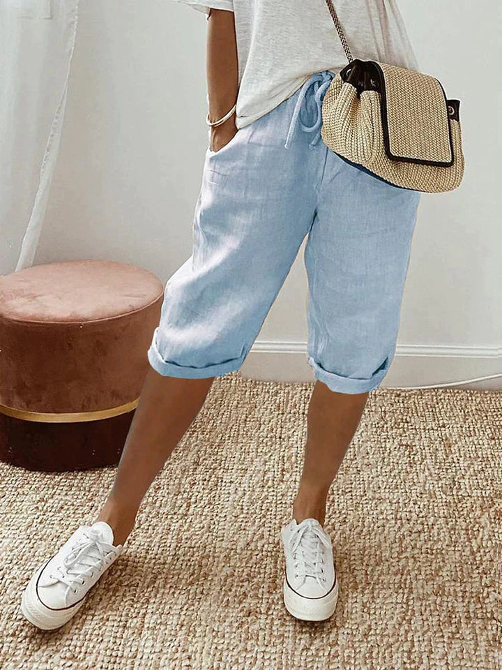 Brielle | Women's Elastic Waist Drawstring Pocket Shorts
