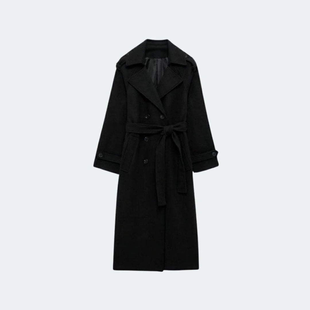 Women's Double-Breasted Wool Trench Coat