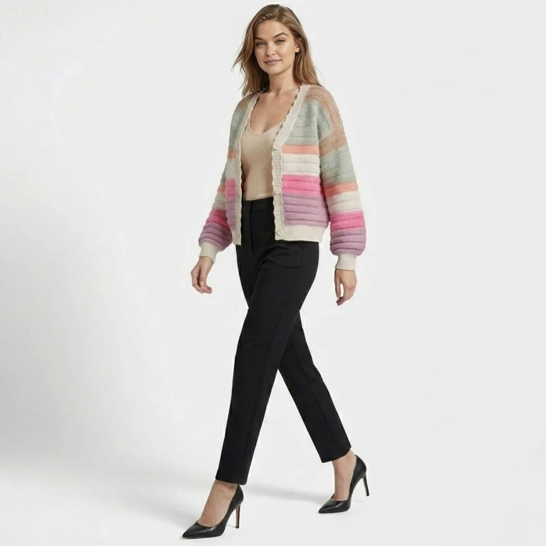Women's Striped Knit Cardigan