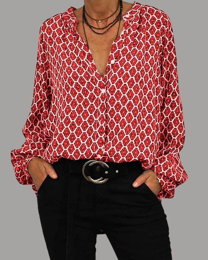 Blouse with V-neck for women