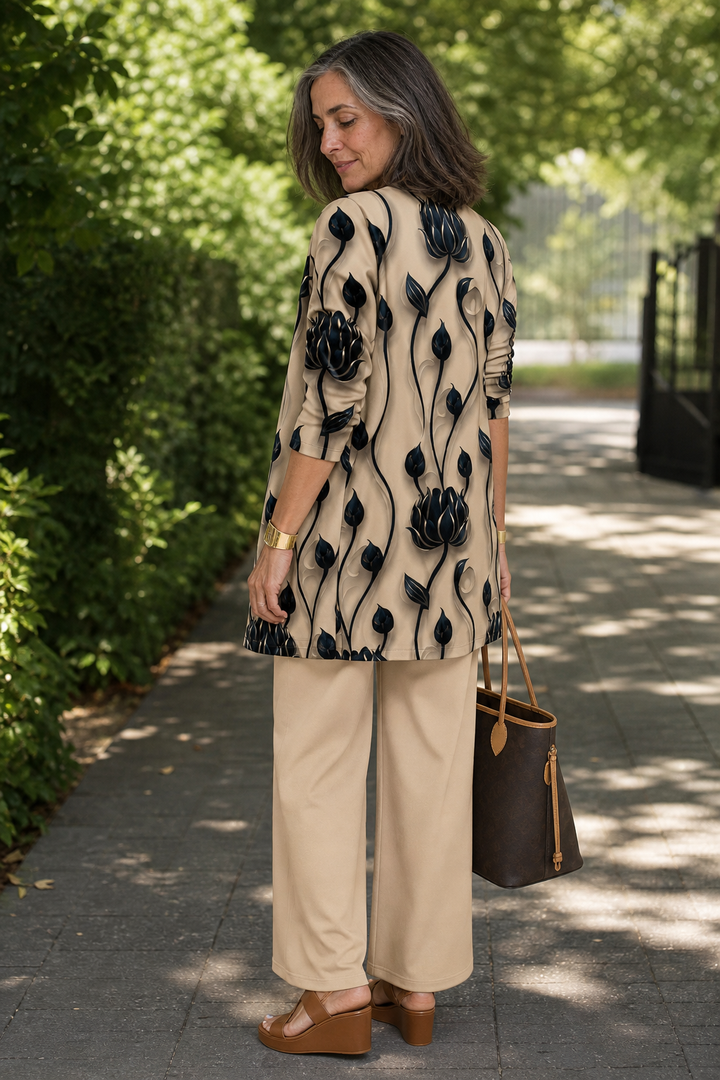 Sophie | Women's Knit Blend Wide Leg Trousers and Cardigan Set