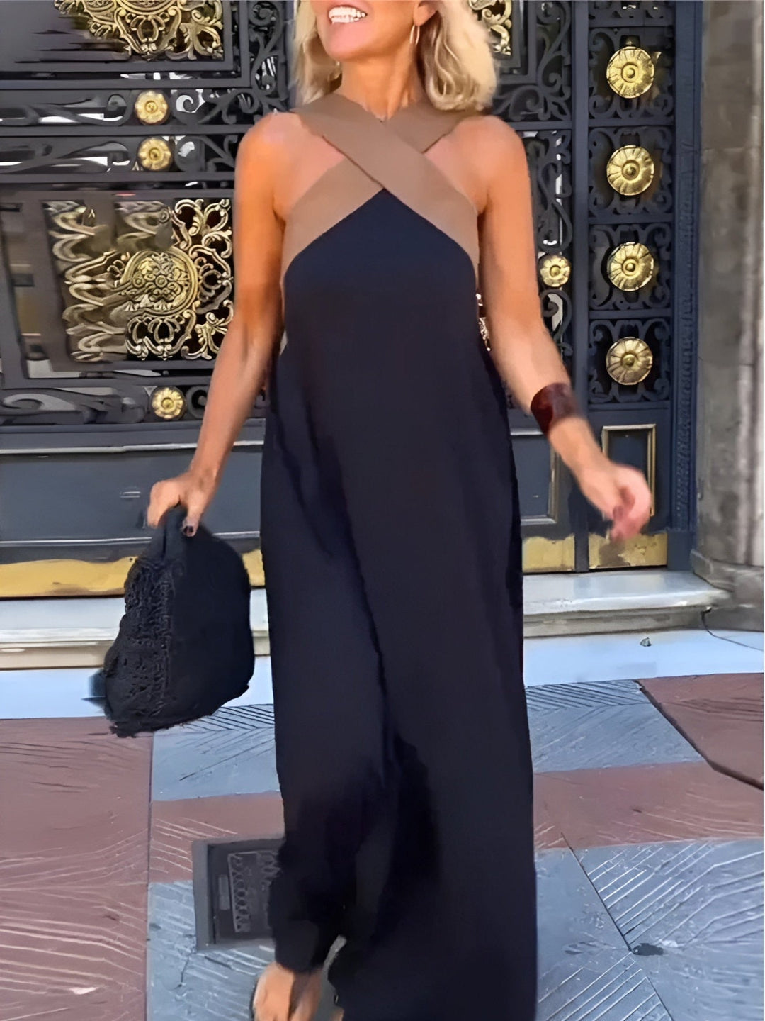 Breathable comfortable crossed maxi dress for women | Aimee -1