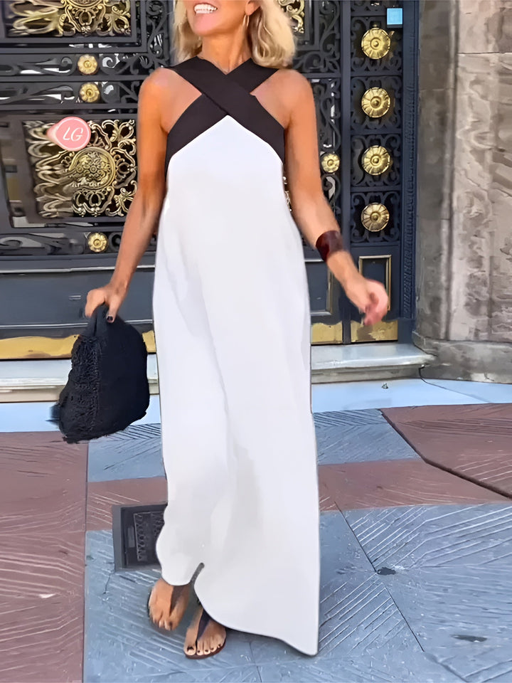 Breathable comfortable crossed maxi dress for women | Aimee -2