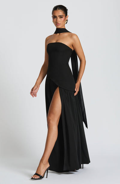 Strapless high-slit formal maxi dress for women -21
