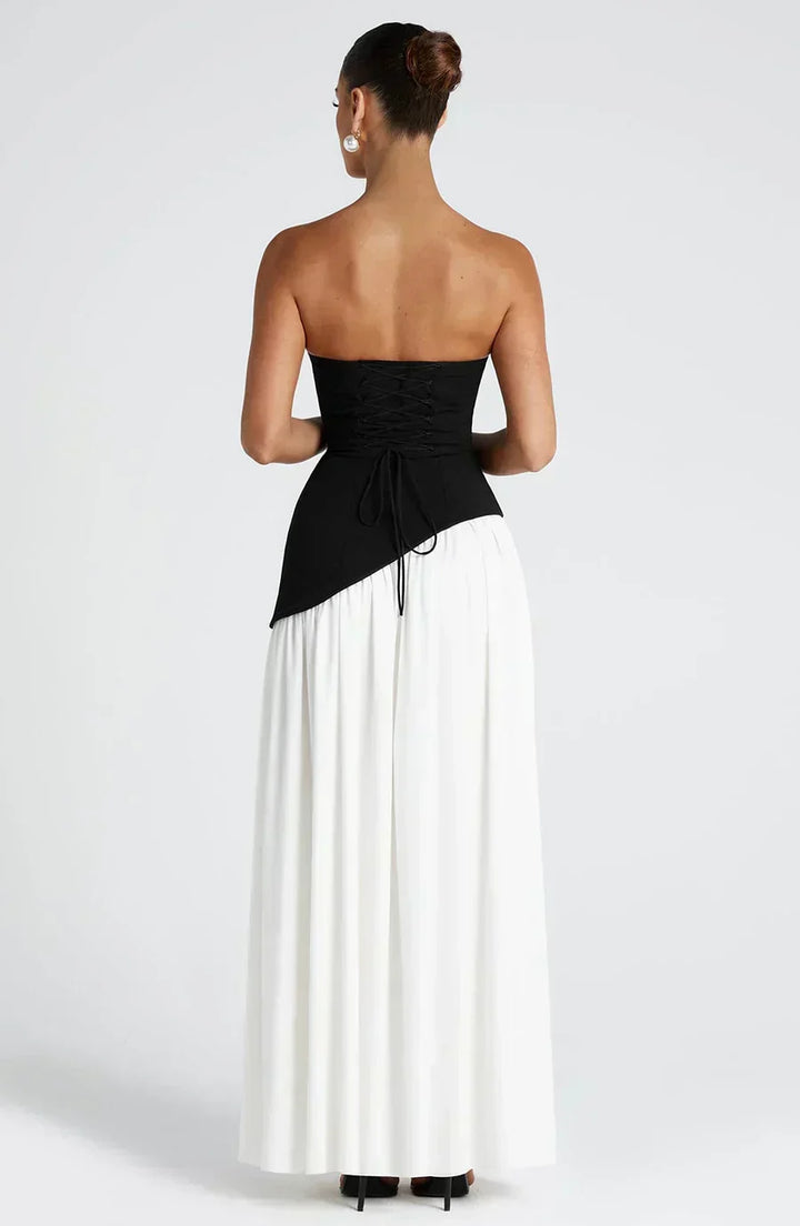 Strapless high-slit formal maxi dress for women -19
