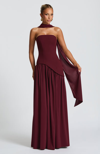 Strapless high-slit formal maxi dress for women -5