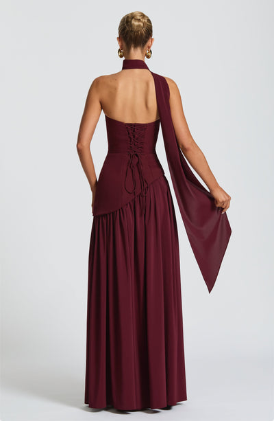 Strapless high-slit formal maxi dress for women -6