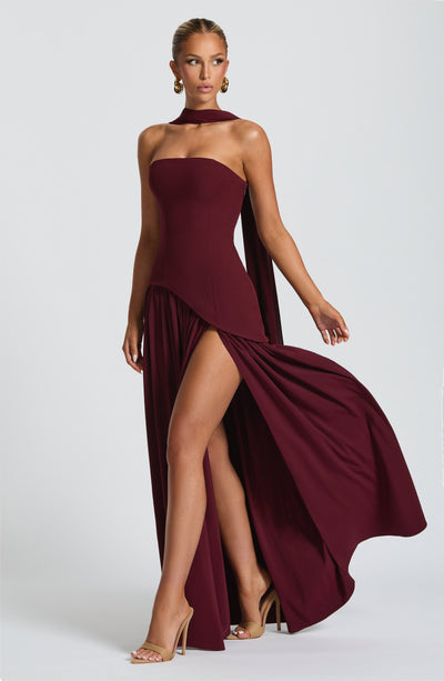 Strapless high-slit formal maxi dress for women -7