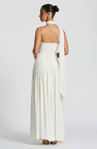 Strapless high-slit formal maxi dress for women -24