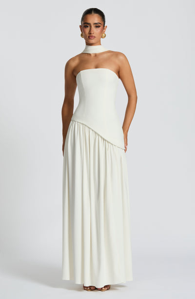 Strapless high-slit formal maxi dress for women -25