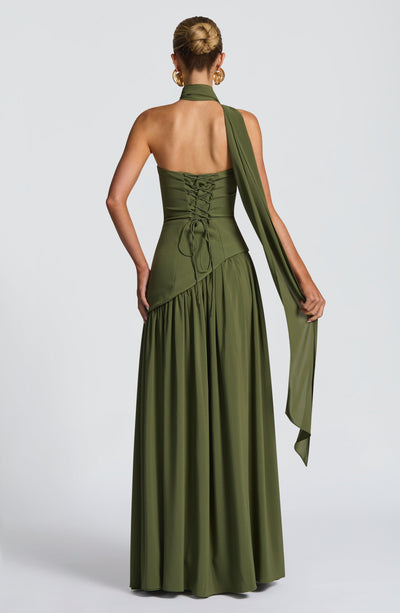 Strapless high-slit formal maxi dress for women -29