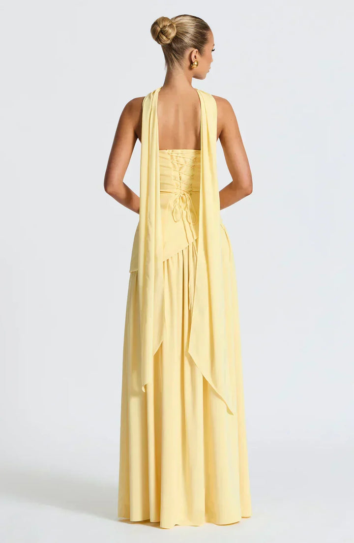 Strapless high-slit formal maxi dress for women -3