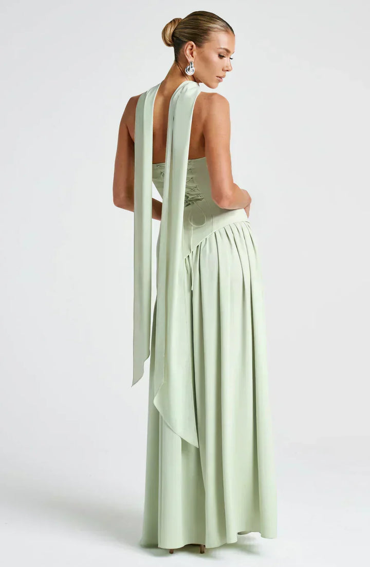 Strapless high-slit formal maxi dress for women -14