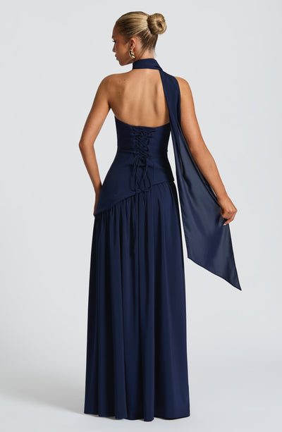 Strapless high-slit formal maxi dress for women -31