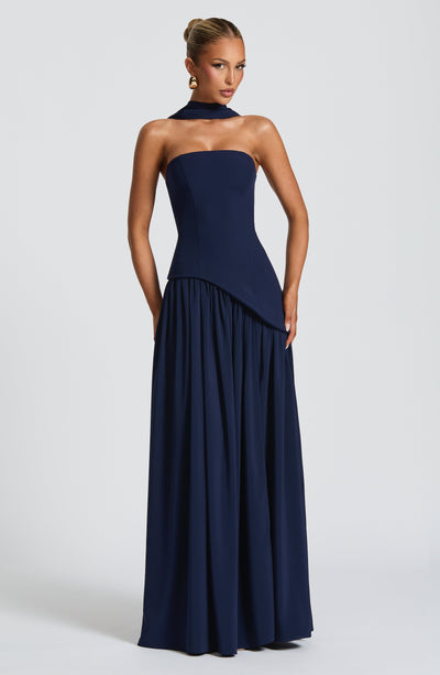 Strapless high-slit formal maxi dress for women -34