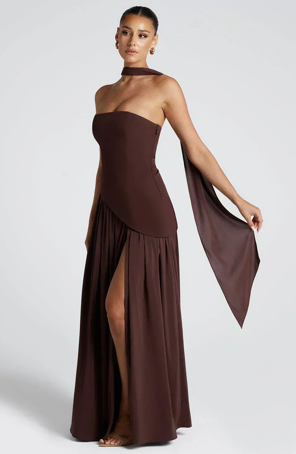 Strapless high-slit formal maxi dress for women -11