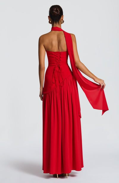 Strapless high-slit formal maxi dress for women -36