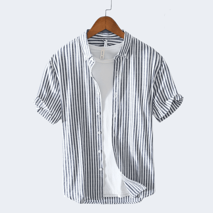Men's Striped Short Sleeve Shirt For Everyday Wear