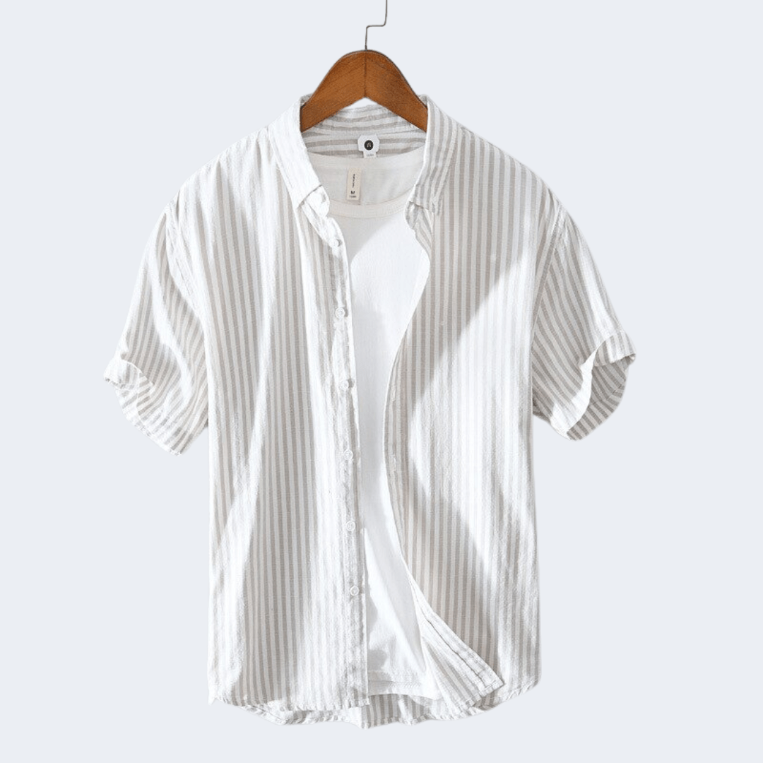 Men's Striped Short Sleeve Shirt For Everyday Wear