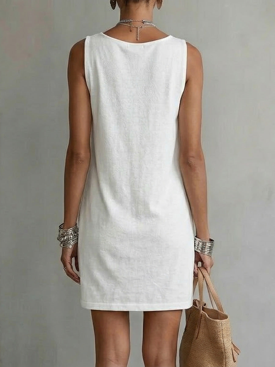 Cowl neck sleeveless shift dress for women -3