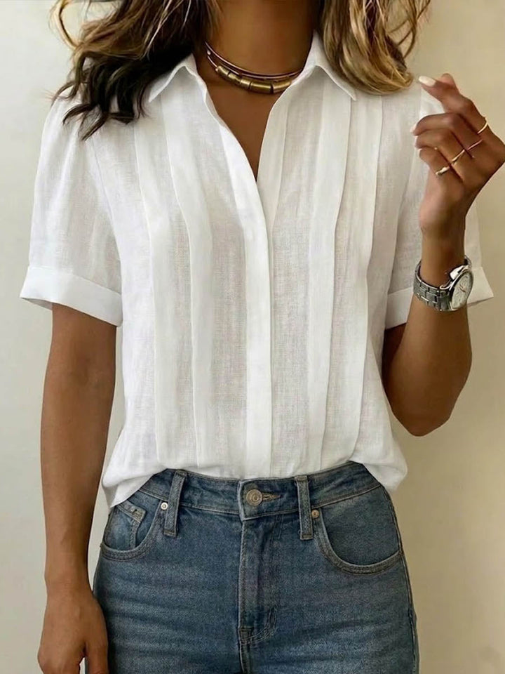 Casual V-neck short-sleeve blouse for women -1