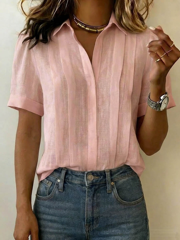 Casual V-neck short-sleeve blouse for women -4