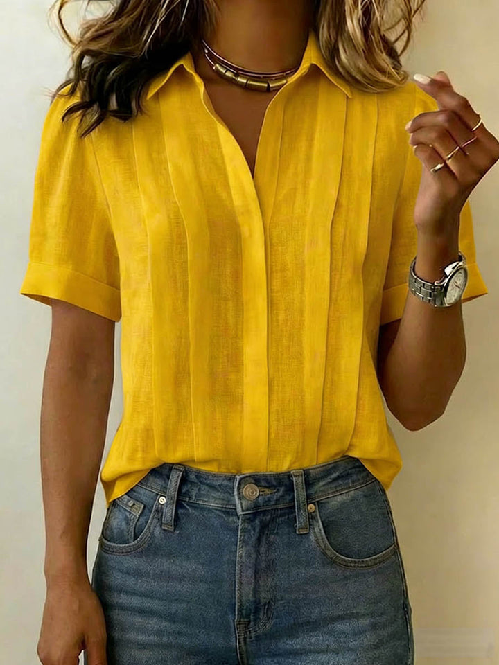 Casual V-neck short-sleeve blouse for women -5