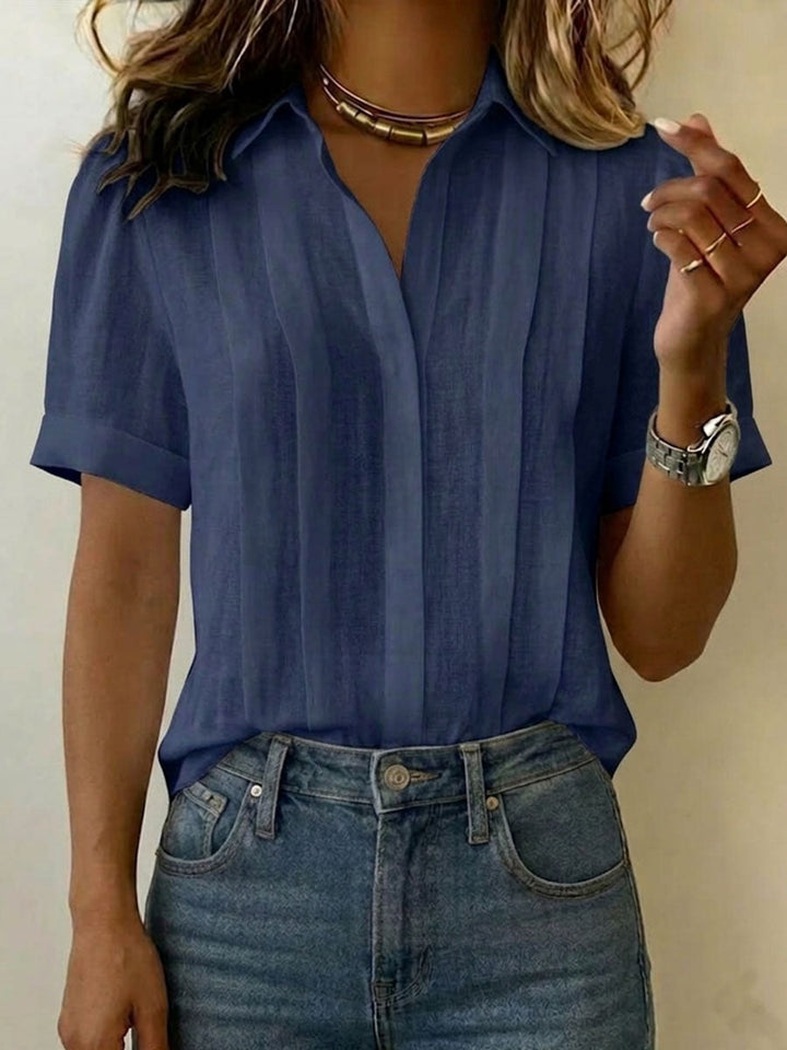 Casual V-neck short-sleeve blouse for women -6