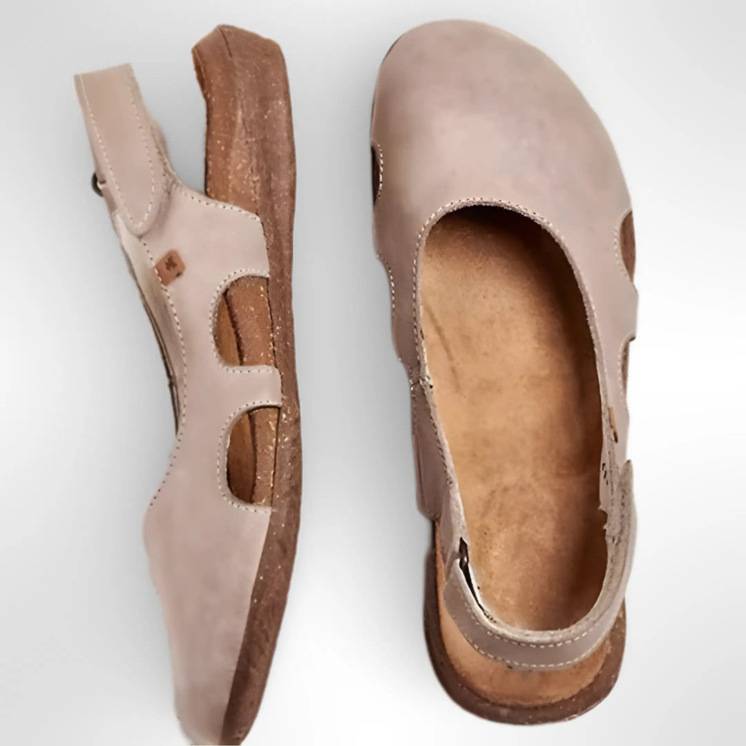 Varelle | Women's Leather Slingback Flat Shoes with Back Strap