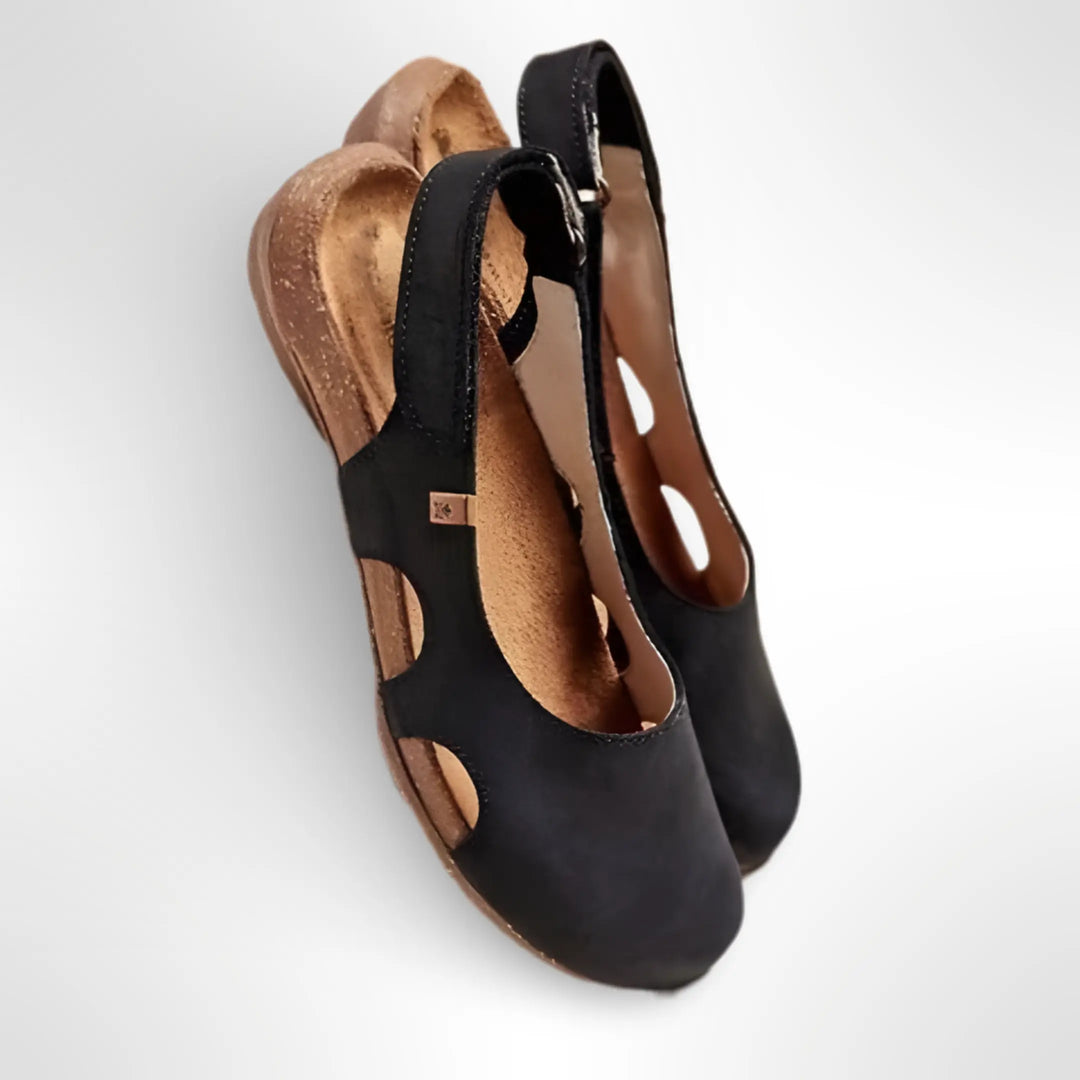 Varelle | Women's Leather Slingback Flat Shoes with Back Strap