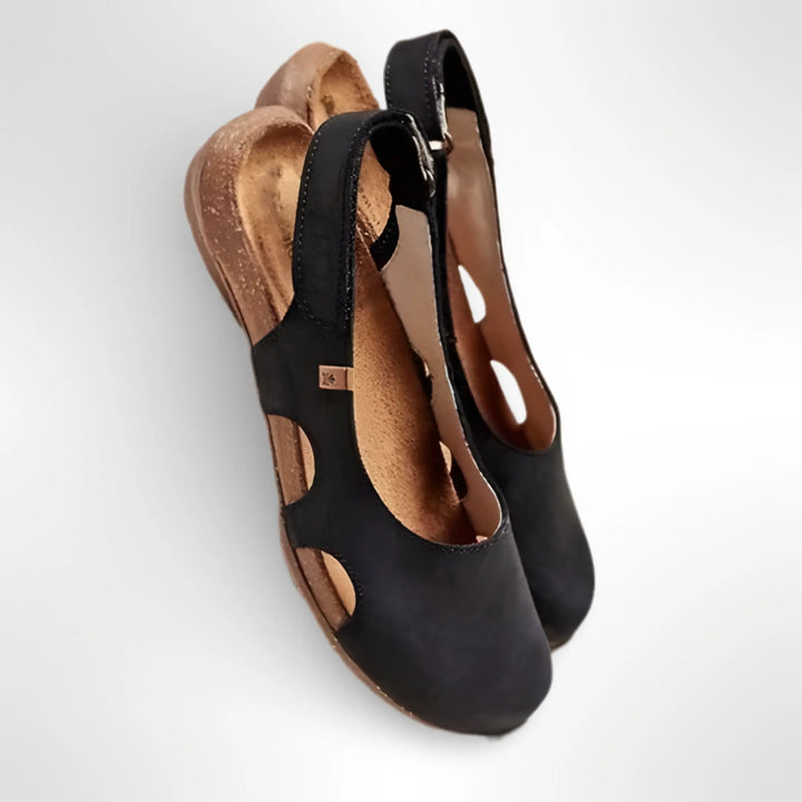 Varelle | Women's Leather Slingback Flat Shoes with Back Strap