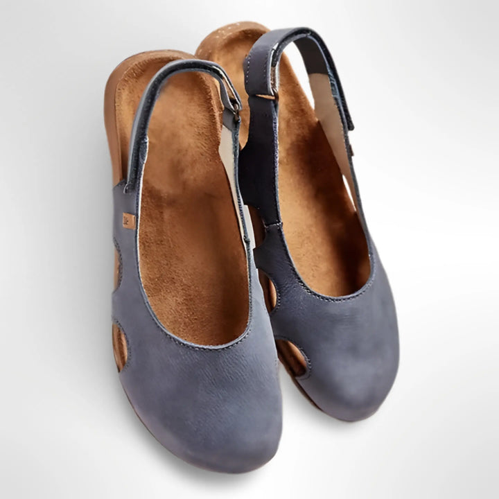 Varelle | Women's Leather Slingback Flat Shoes with Back Strap