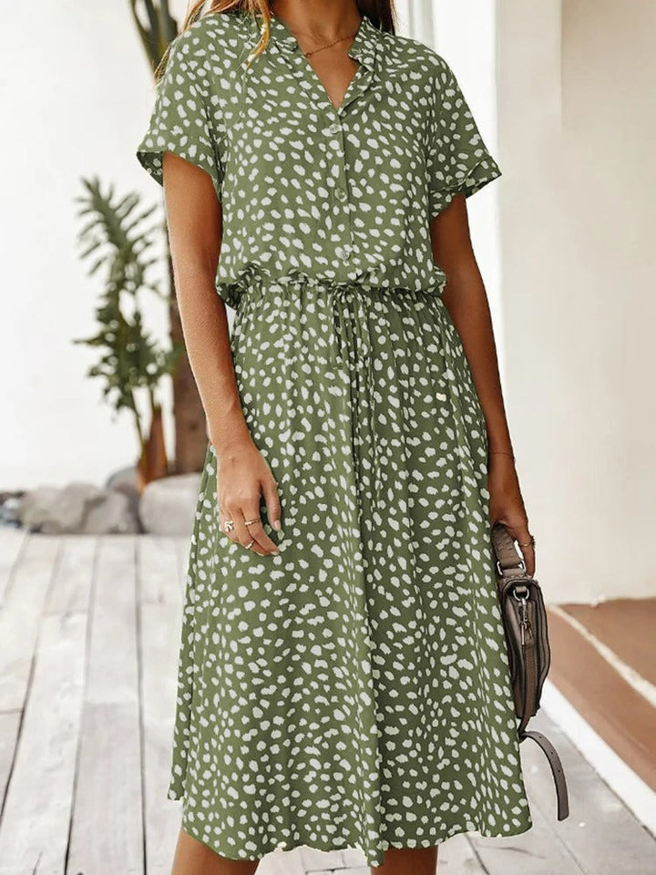 Marisolette | Women's Spotted Print Button Up Midi Dress